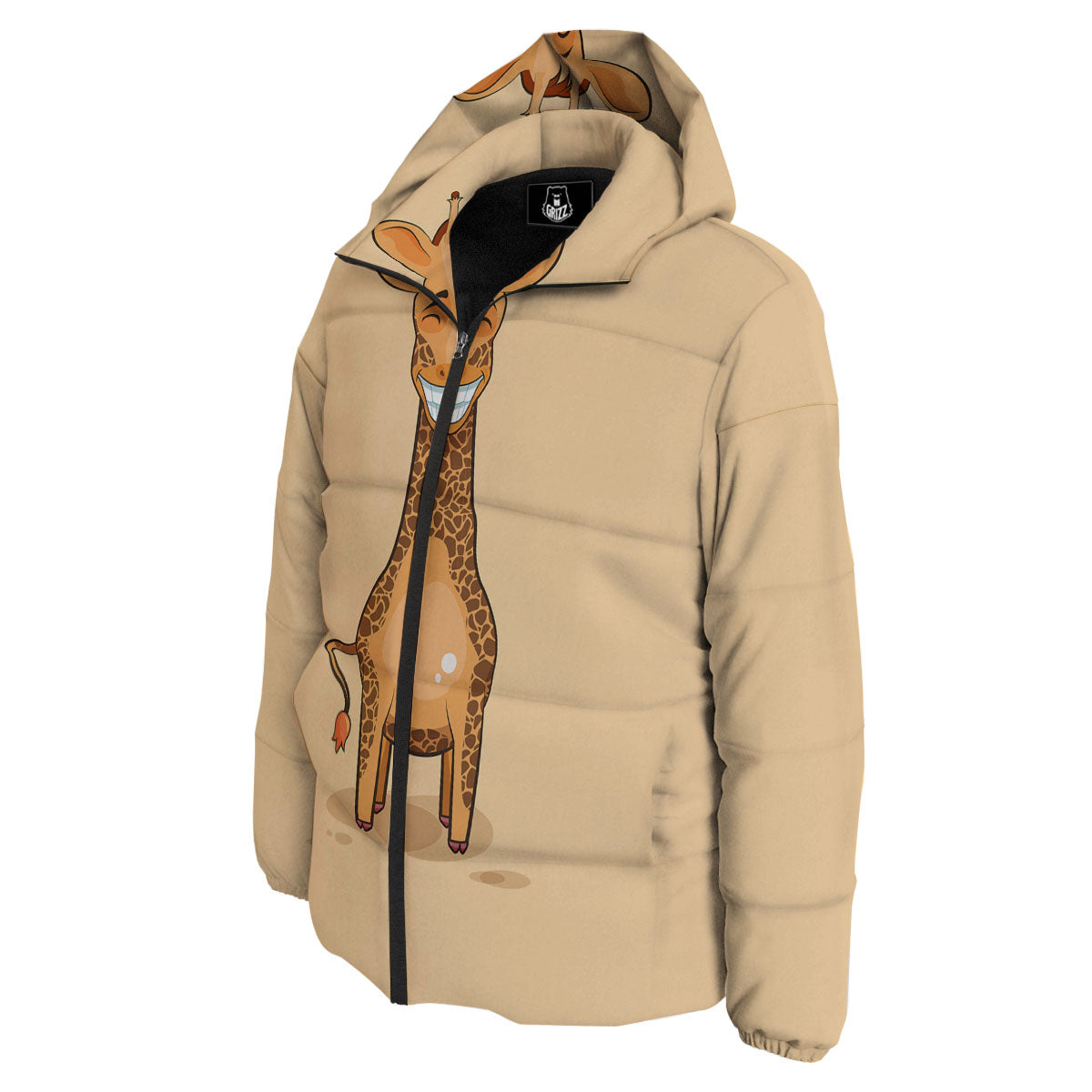 Giraffe Smiley Face Print Down Jacket-grizzshop
