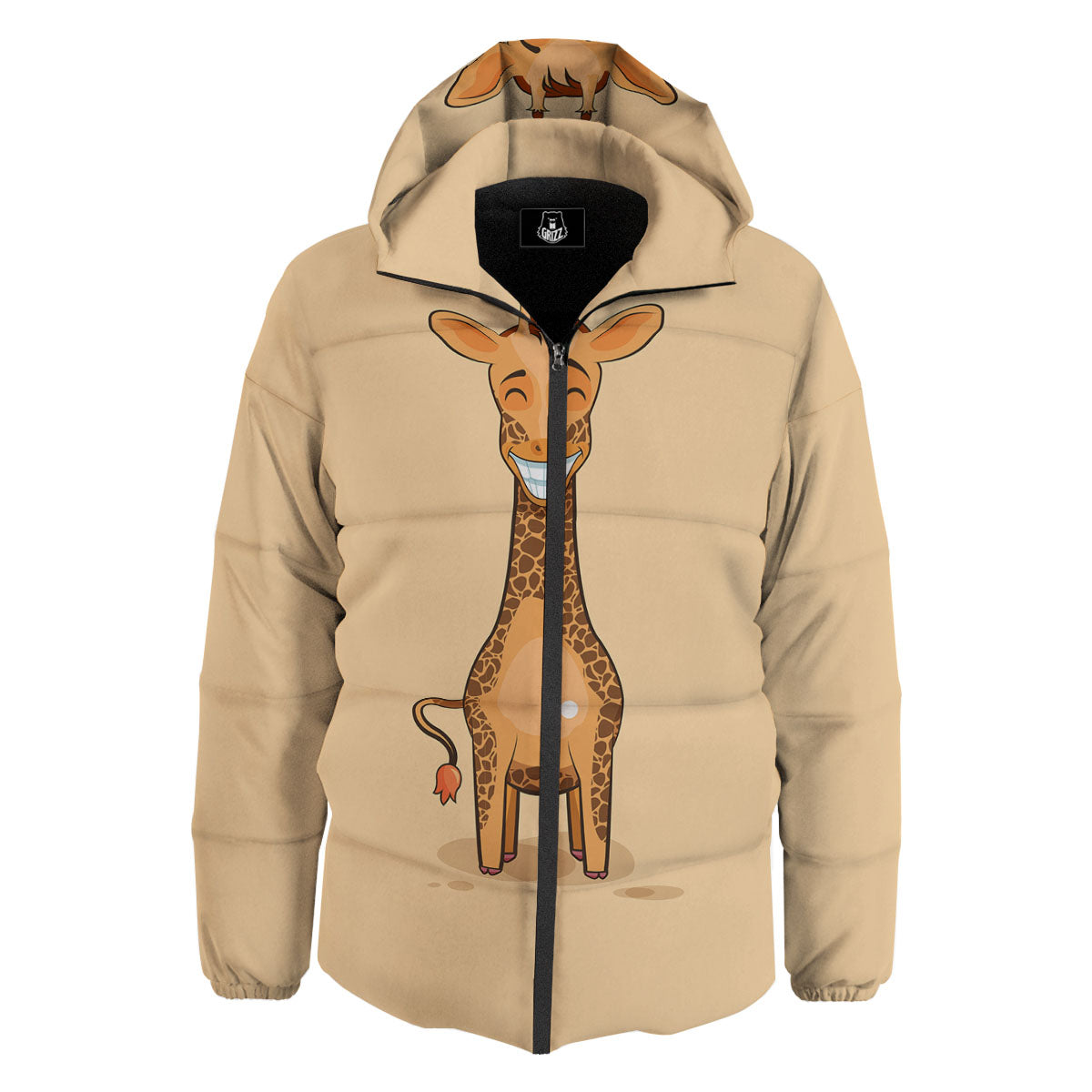Giraffe Smiley Face Print Down Jacket-grizzshop