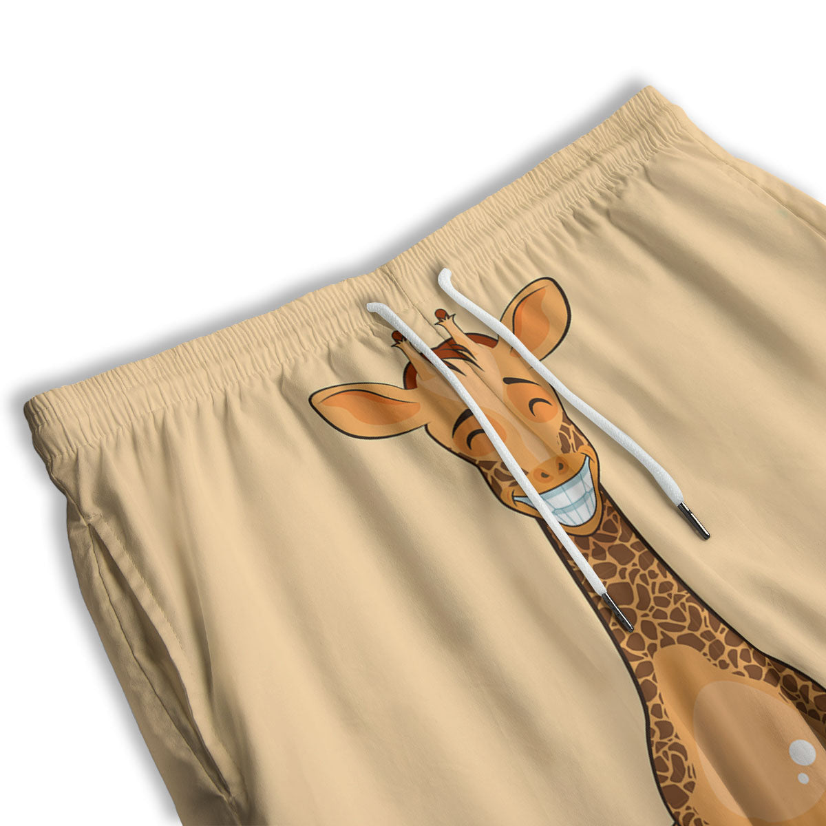 Giraffe Smiley Face Print Men's Athletic Shorts