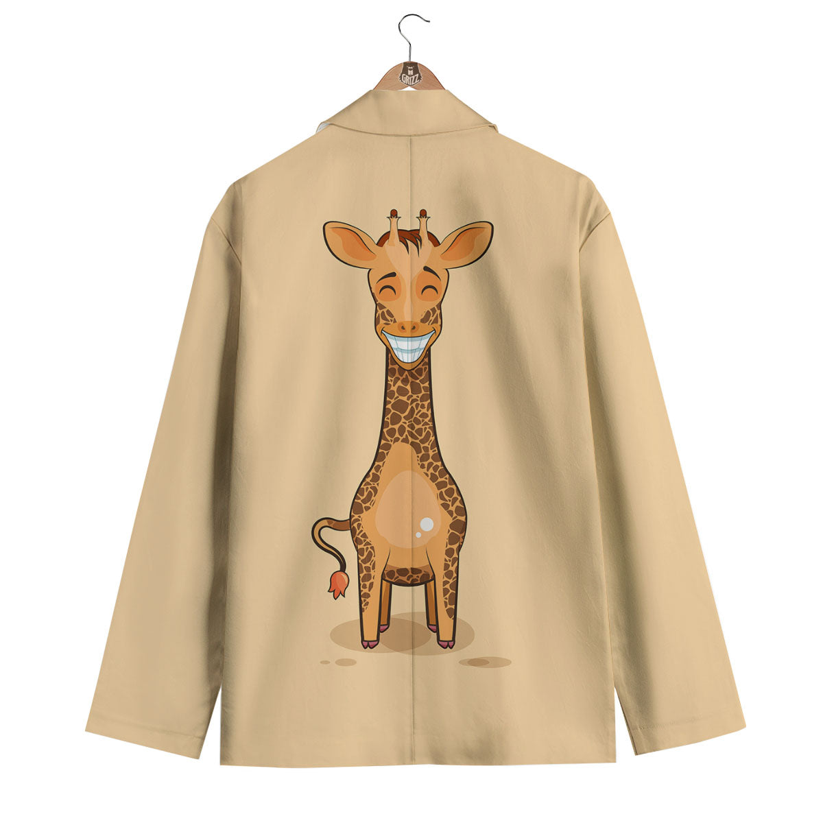 Giraffe Smiley Face Print Men's Blazer-grizzshop