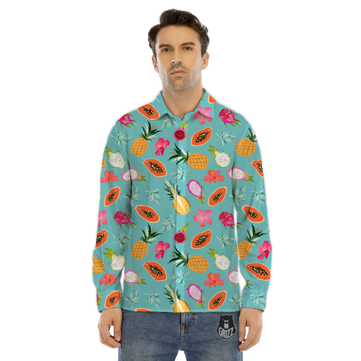 Giraffe Smiley Face Print Men's Dress Shirts-grizzshop