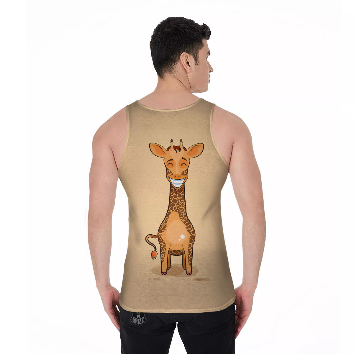 Giraffe Smiley Face Print Men's Tank Top-grizzshop