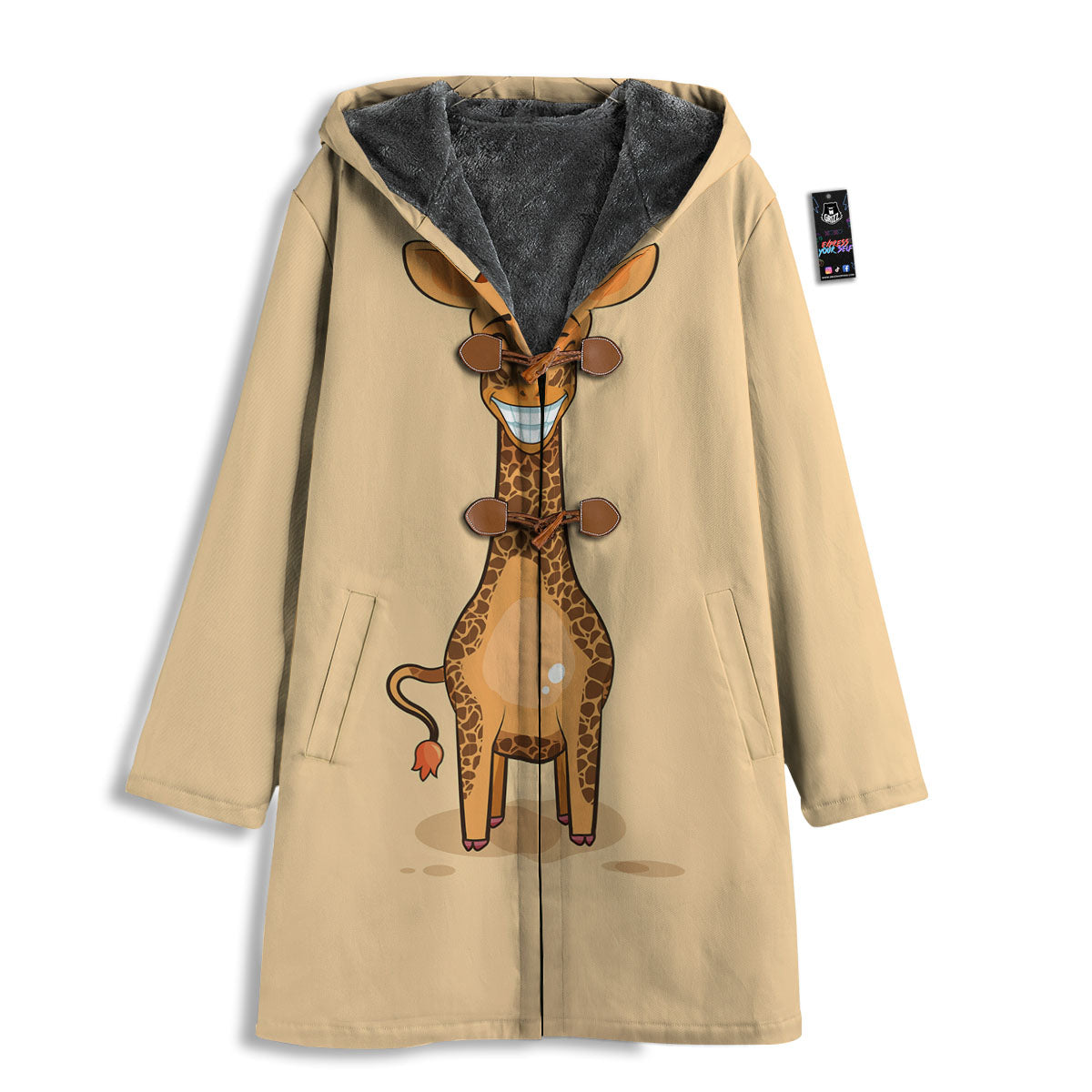 Giraffe Smiley Face Print Men's Windbreaker Jacket-grizzshop