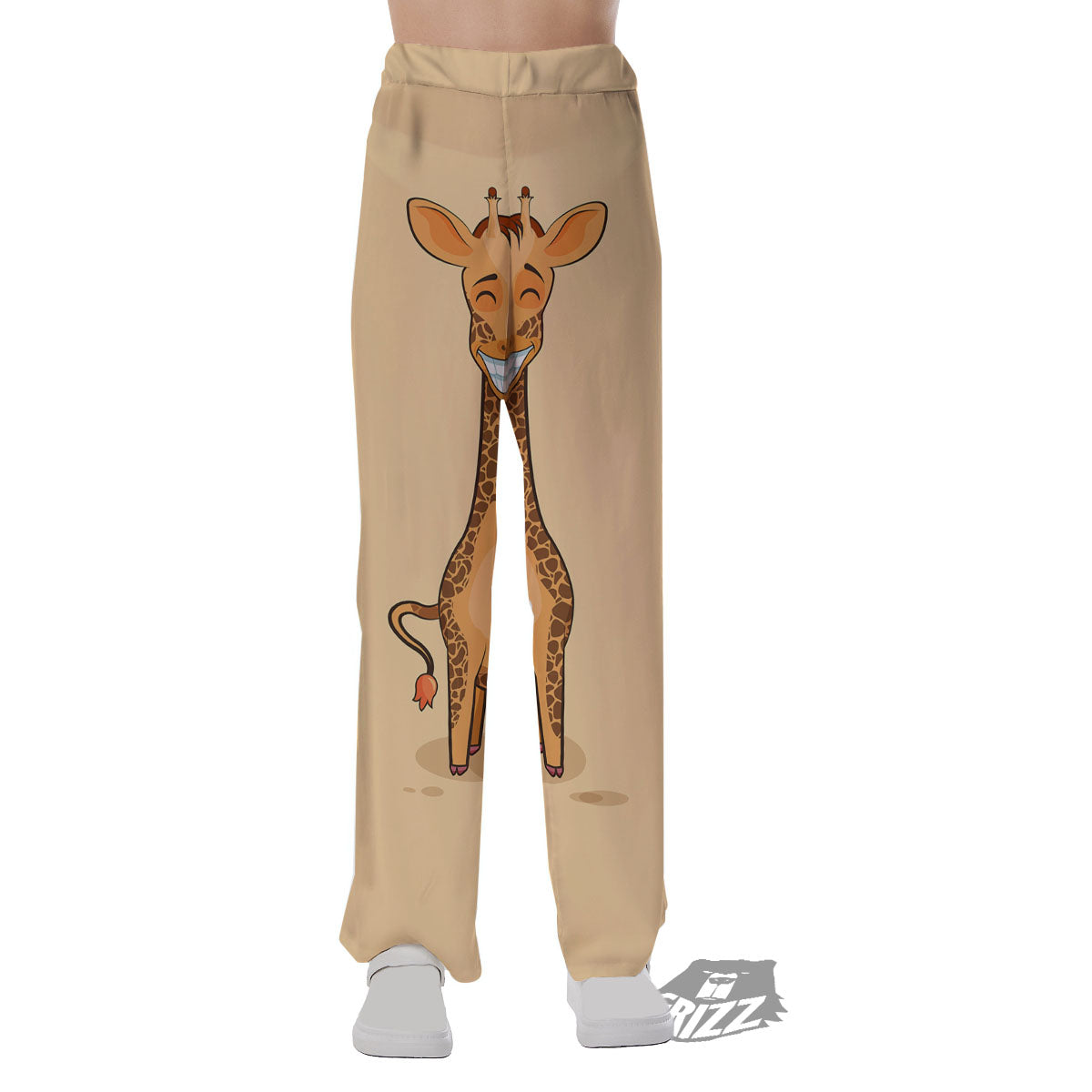 Giraffe Smiley Face Print Pajama Pants-grizzshop