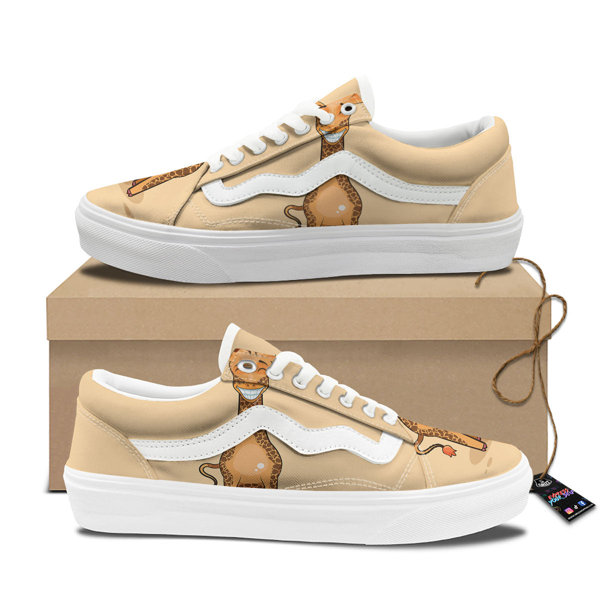 Giraffe Smiley Face Print Skate Shoes-grizzshop