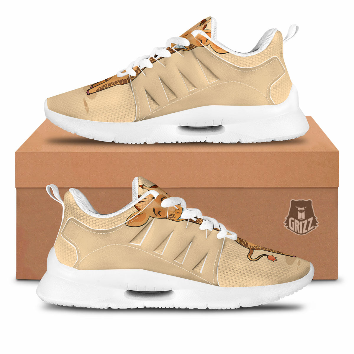 Giraffe Smiley Face Print Tennis Shoes-grizzshop