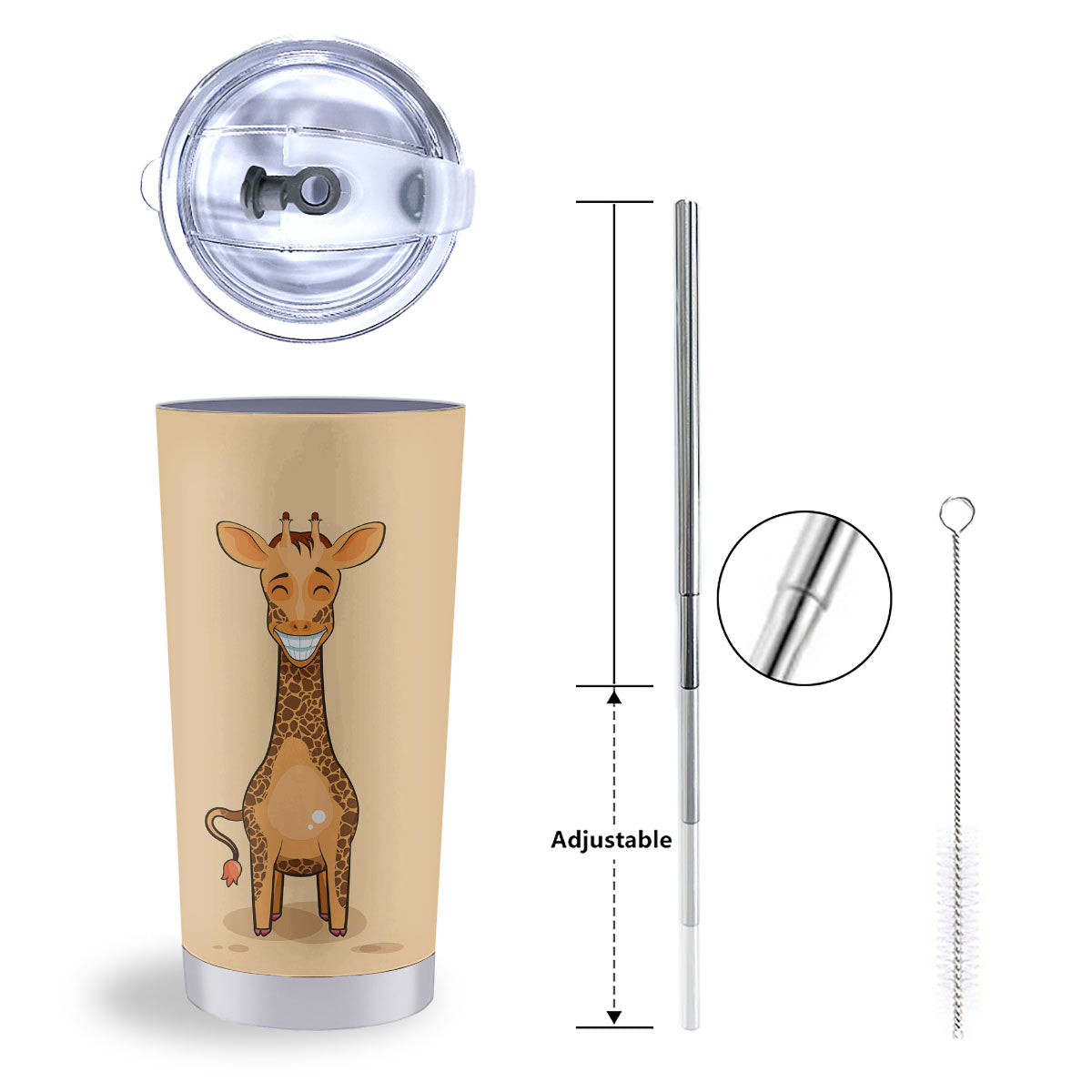 Giraffe Smiley Face Print Tumbler-grizzshop