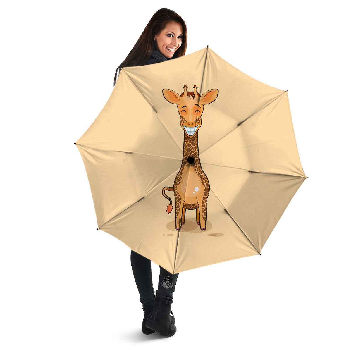 Giraffe Smiley Face Print Umbrella-grizzshop