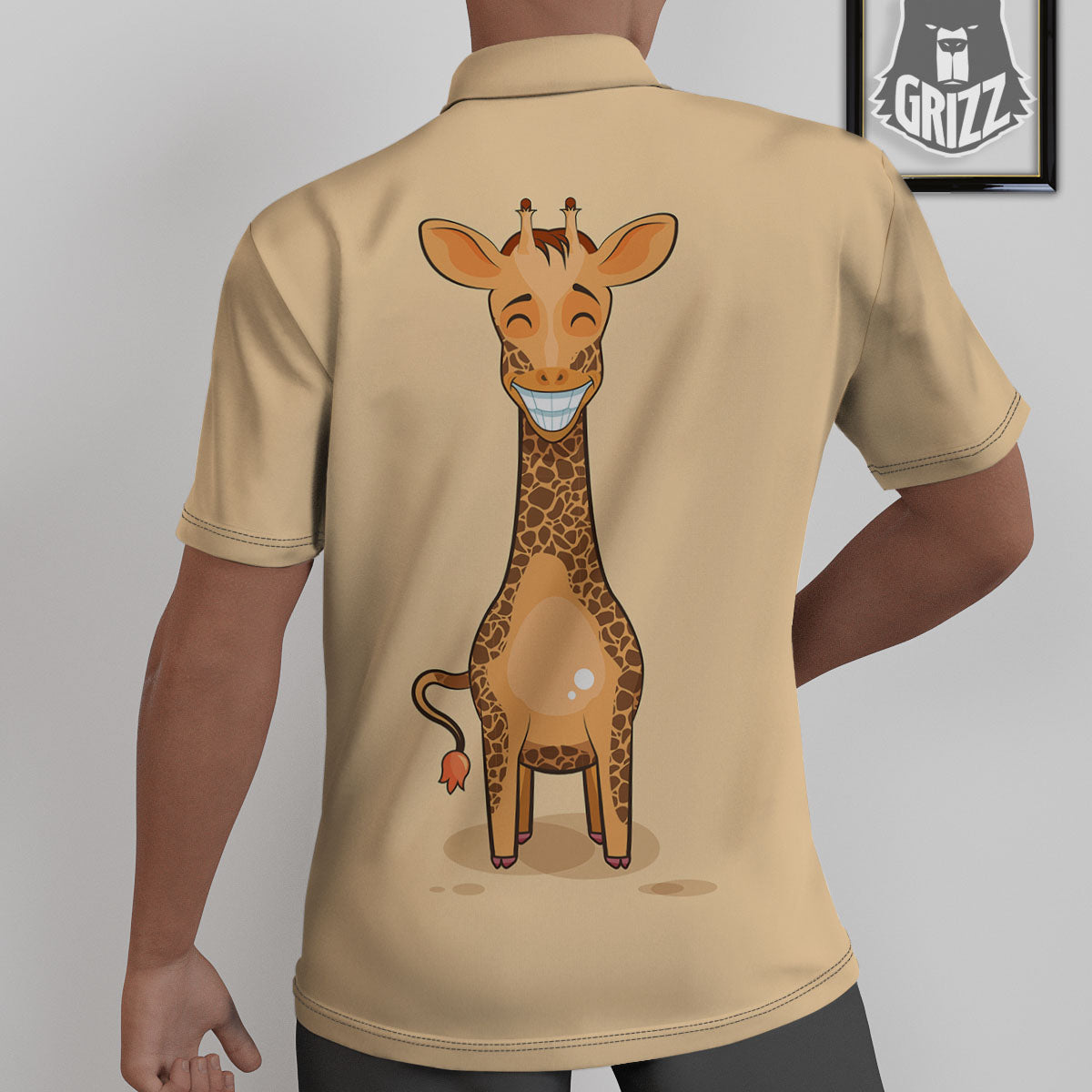 Giraffe Smiley Face Print Untucked Shirts-grizzshop