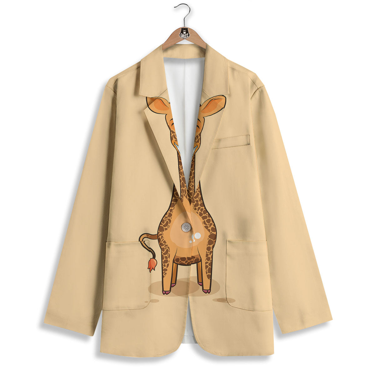 Giraffe Smiley Face Print Women's Blazer-grizzshop