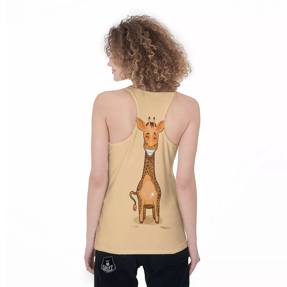 Giraffe Smiley Face Print Women's Racerback Tank Top-grizzshop