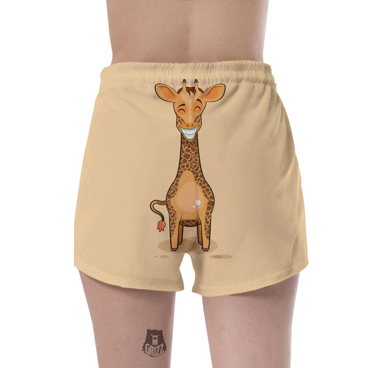 Giraffe Smiley Face Print Women's Shorts-grizzshop