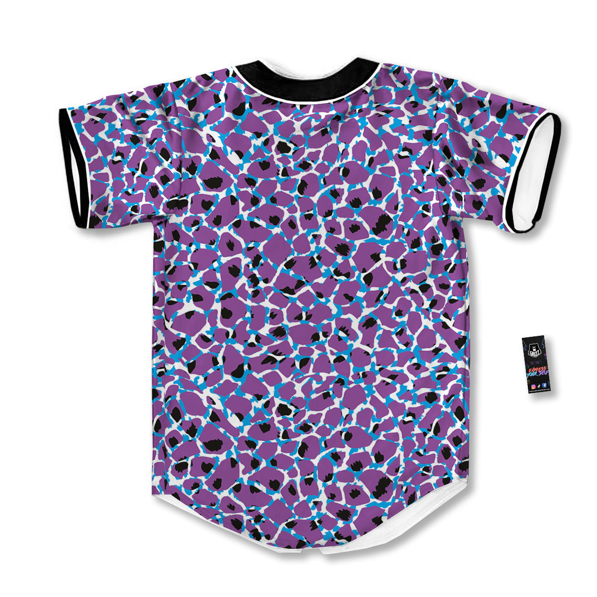 Giraffe Teal And Purple Print Pattern Baseball Jersey-grizzshop