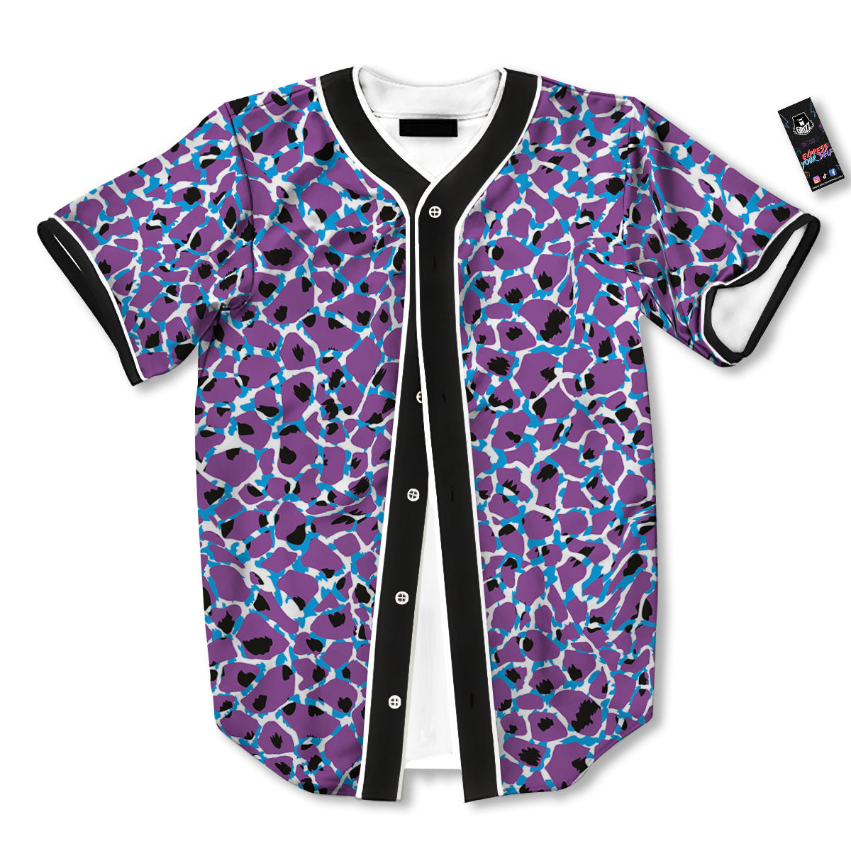 Giraffe Teal And Purple Print Pattern Baseball Jersey-grizzshop
