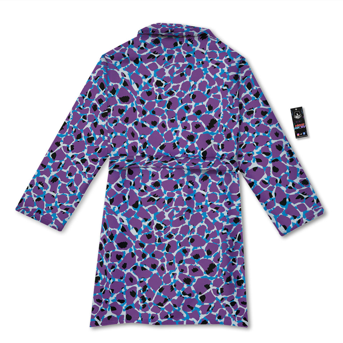 Giraffe Teal And Purple Print Pattern Bathrobe-grizzshop