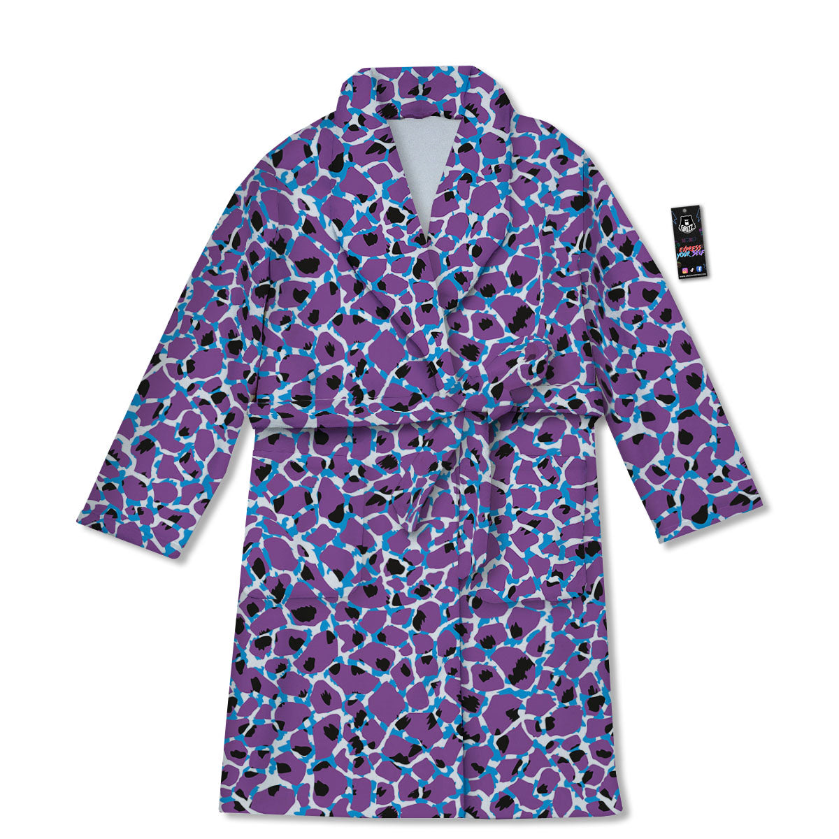 Giraffe Teal And Purple Print Pattern Bathrobe-grizzshop