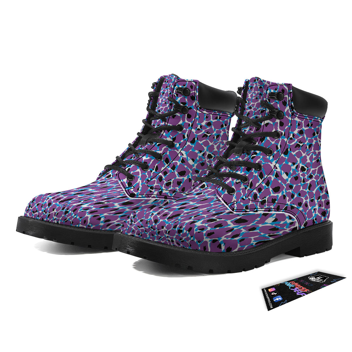 Giraffe Teal And Purple Print Pattern Boots-grizzshop