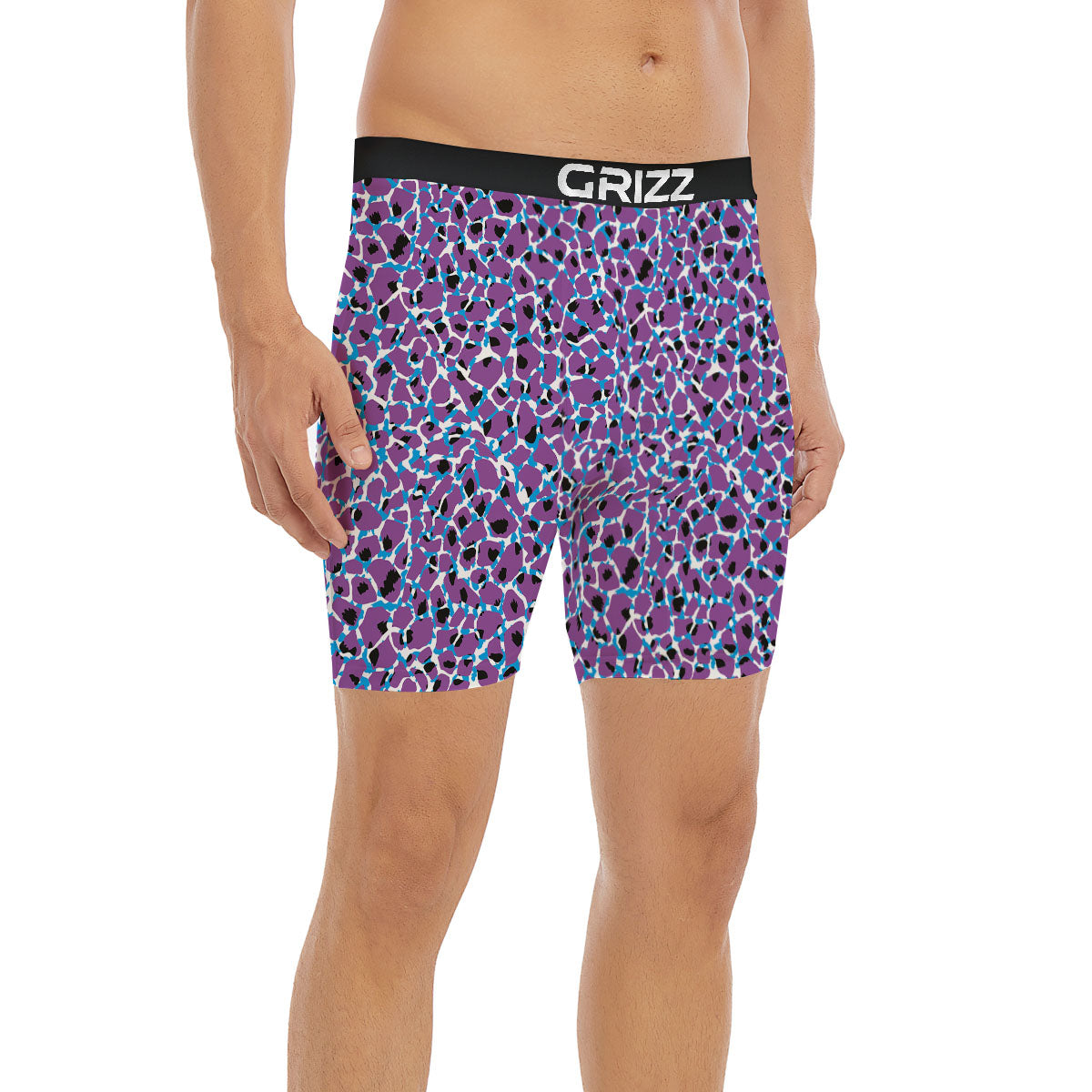 Giraffe Teal And Purple Print Pattern Boxer Briefs-grizzshop
