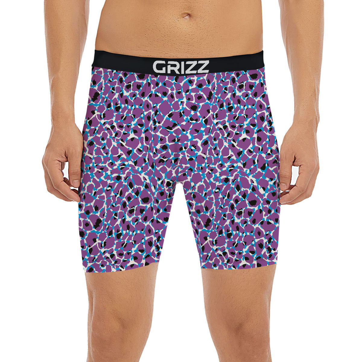 Giraffe Teal And Purple Print Pattern Boxer Briefs-grizzshop