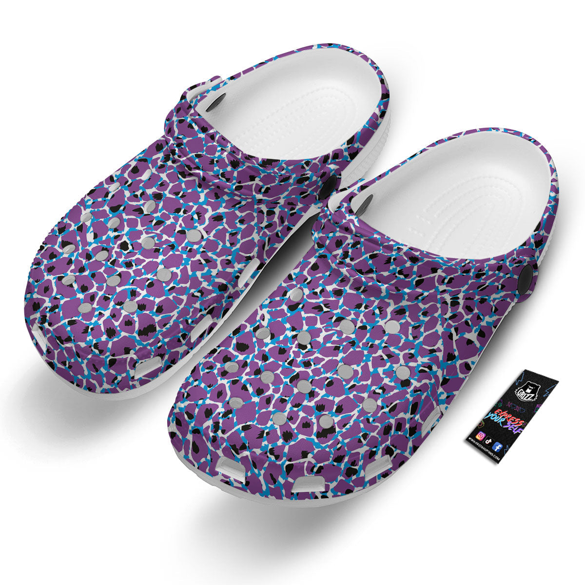 Giraffe Teal And Purple Print Pattern Clog-grizzshop