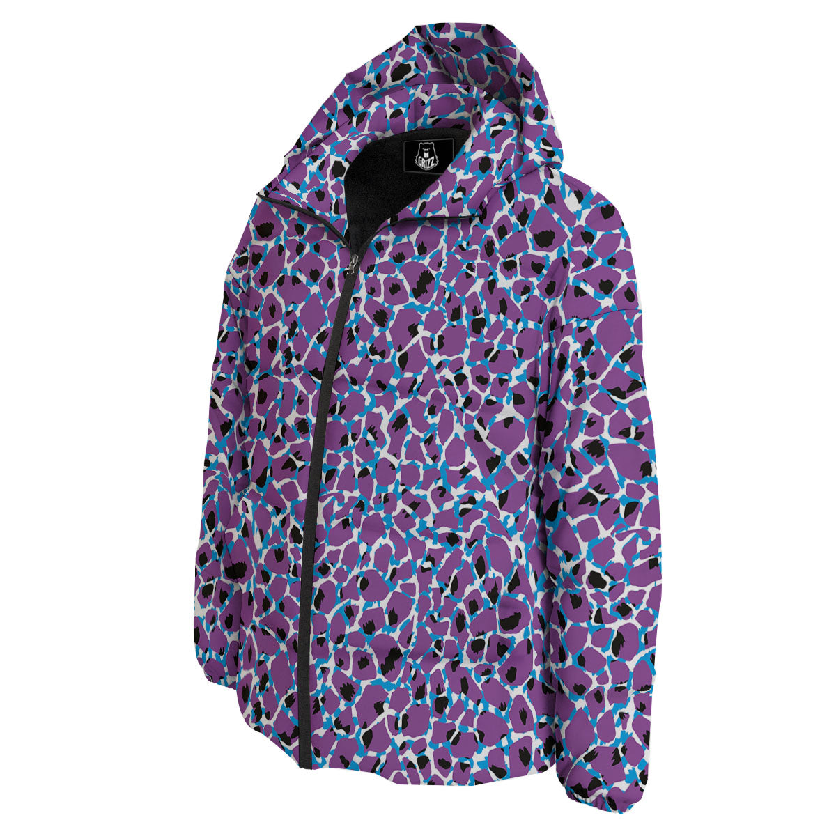 Giraffe Teal And Purple Print Pattern Down Jacket-grizzshop