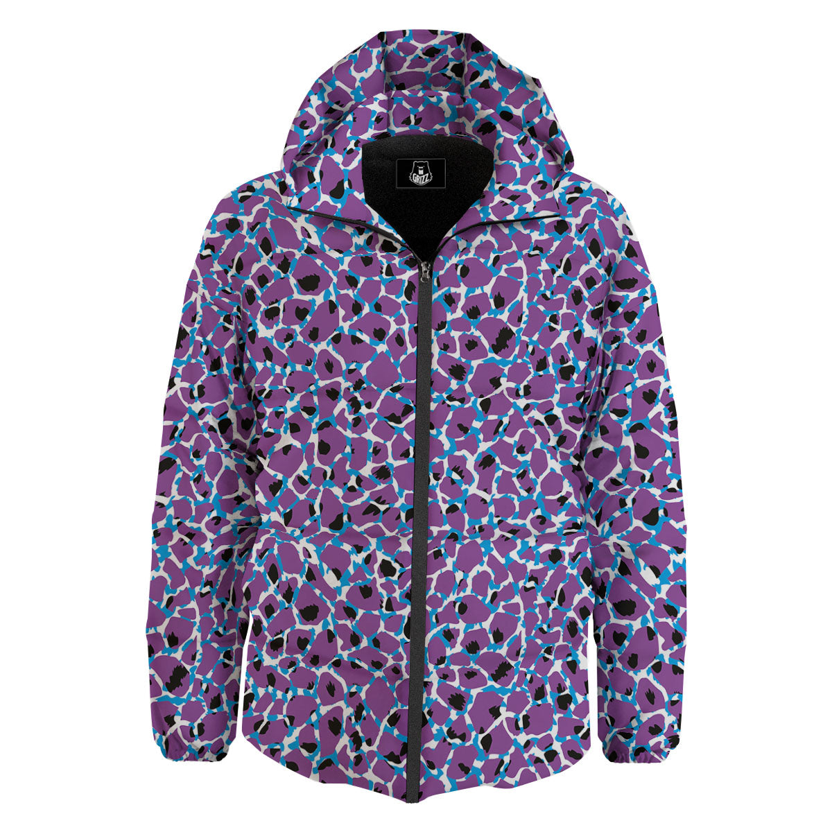 Giraffe Teal And Purple Print Pattern Down Jacket-grizzshop