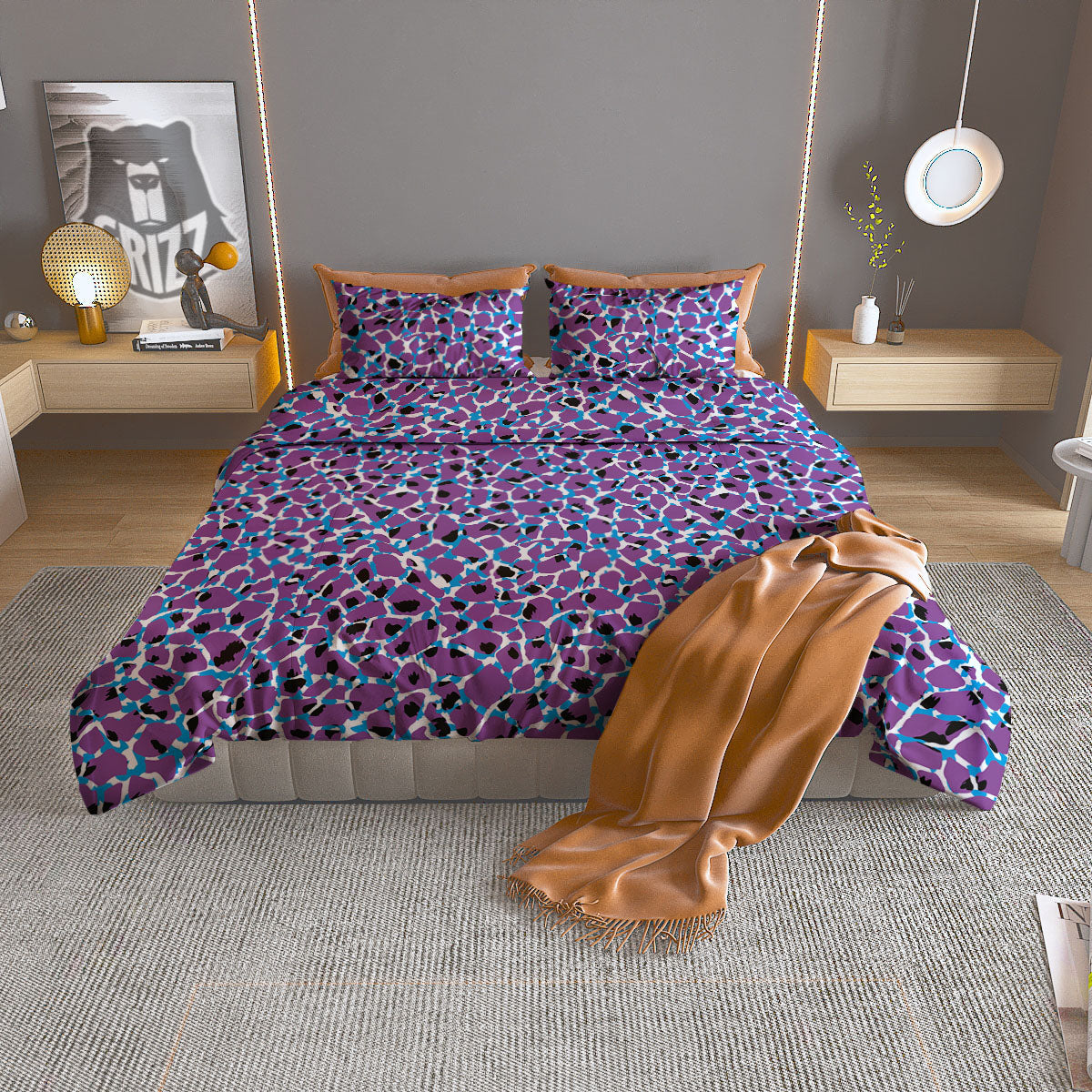 Full Moon Yellow Print Duvet Cover Bedding Set