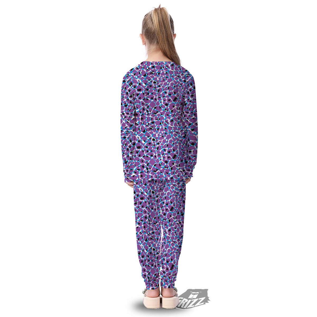 Giraffe Teal And Purple Print Pattern Kid's Pajamas-grizzshop