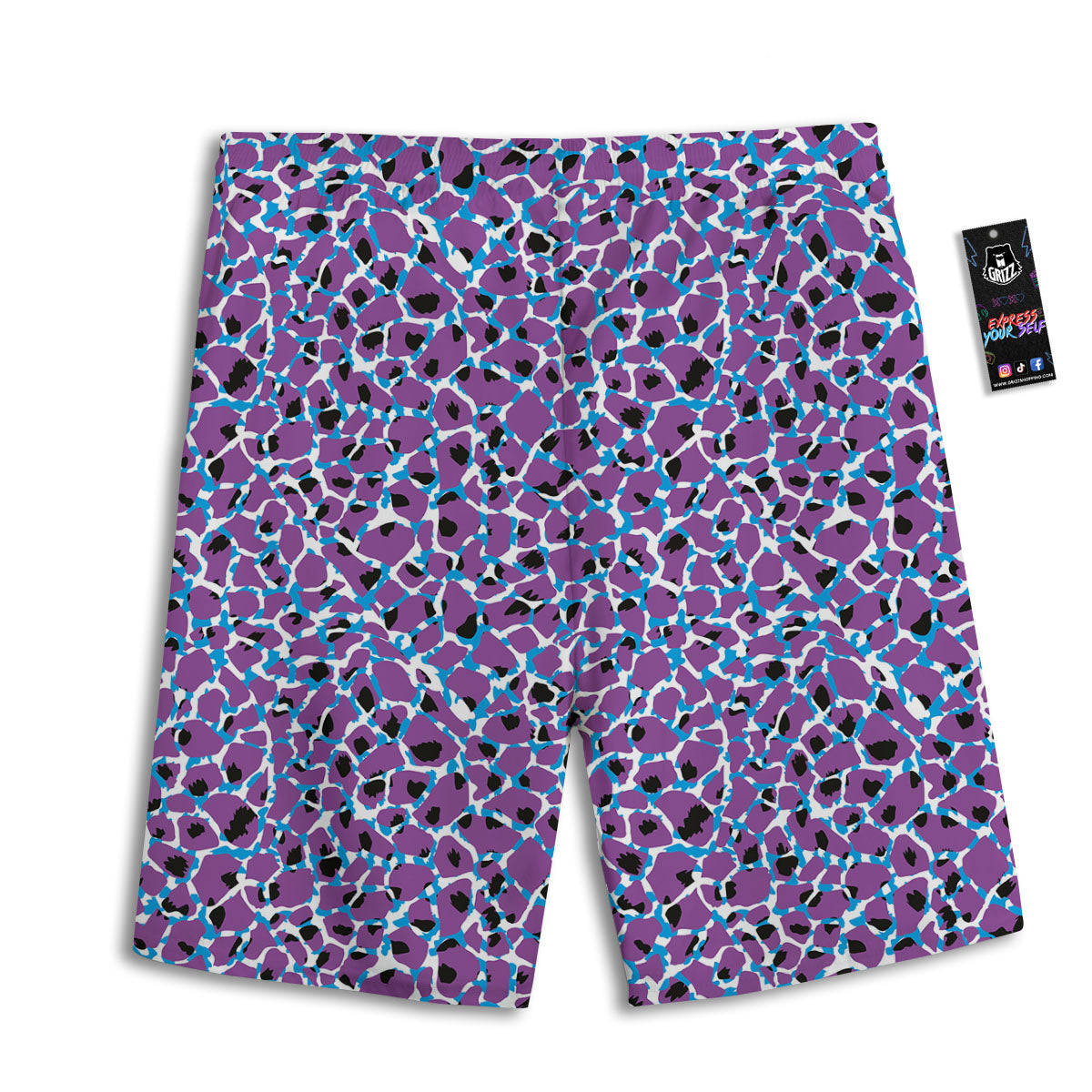 Giraffe Teal And Purple Print Pattern Men's Athletic Shorts