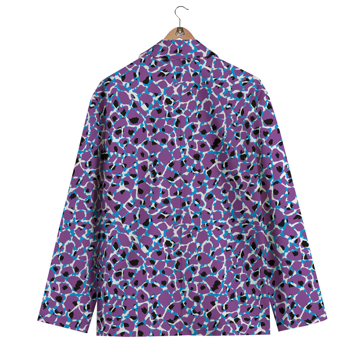 Giraffe Teal And Purple Print Pattern Men's Blazer-grizzshop