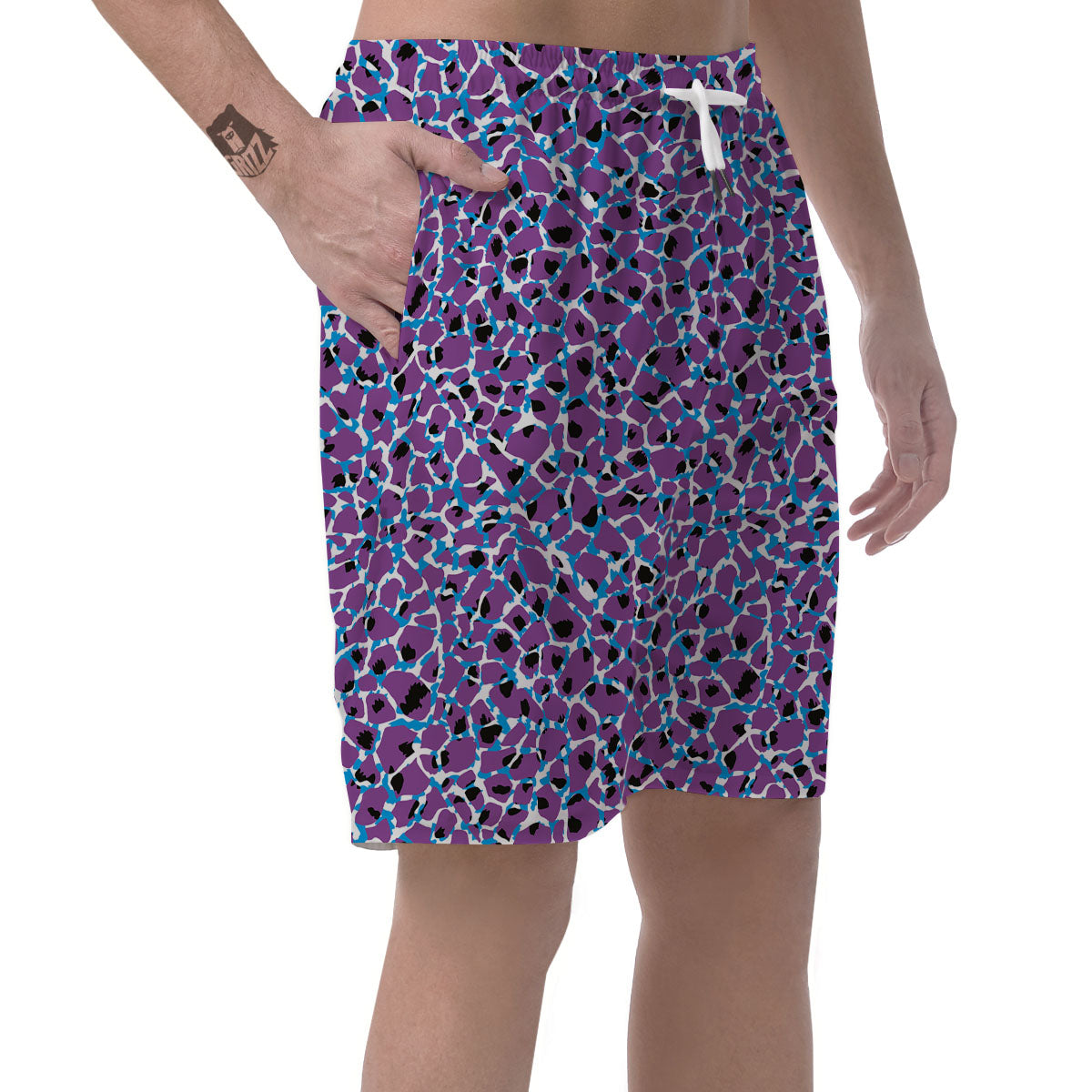 Giraffe Teal And Purple Print Pattern Men's Shorts-grizzshop