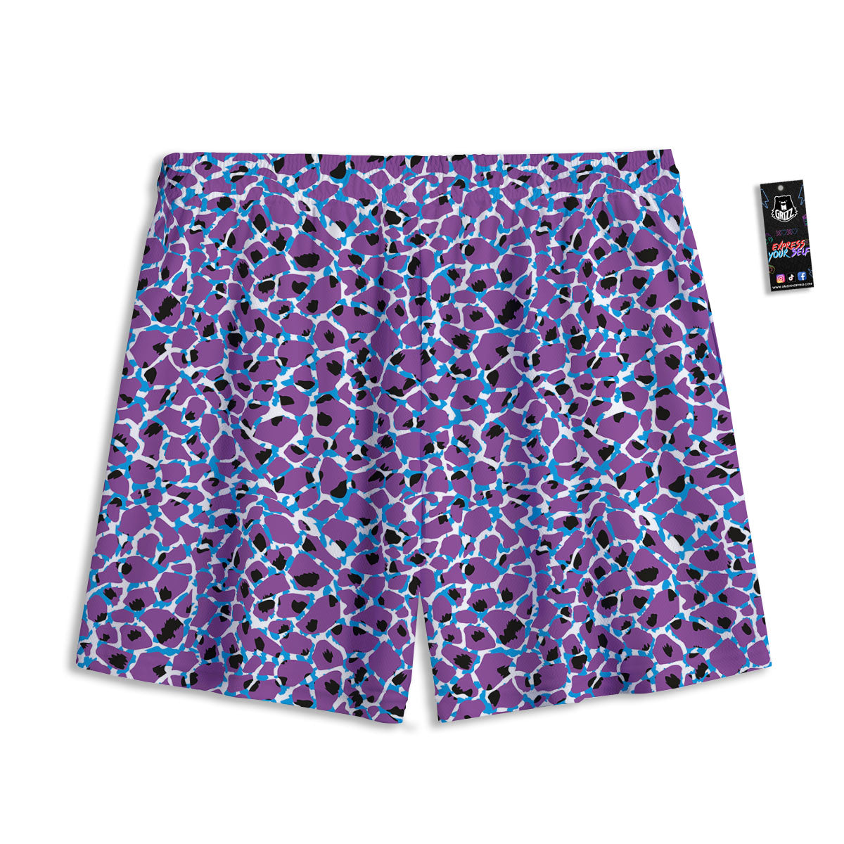 Giraffe Teal And Purple Print Pattern Mesh Shorts
