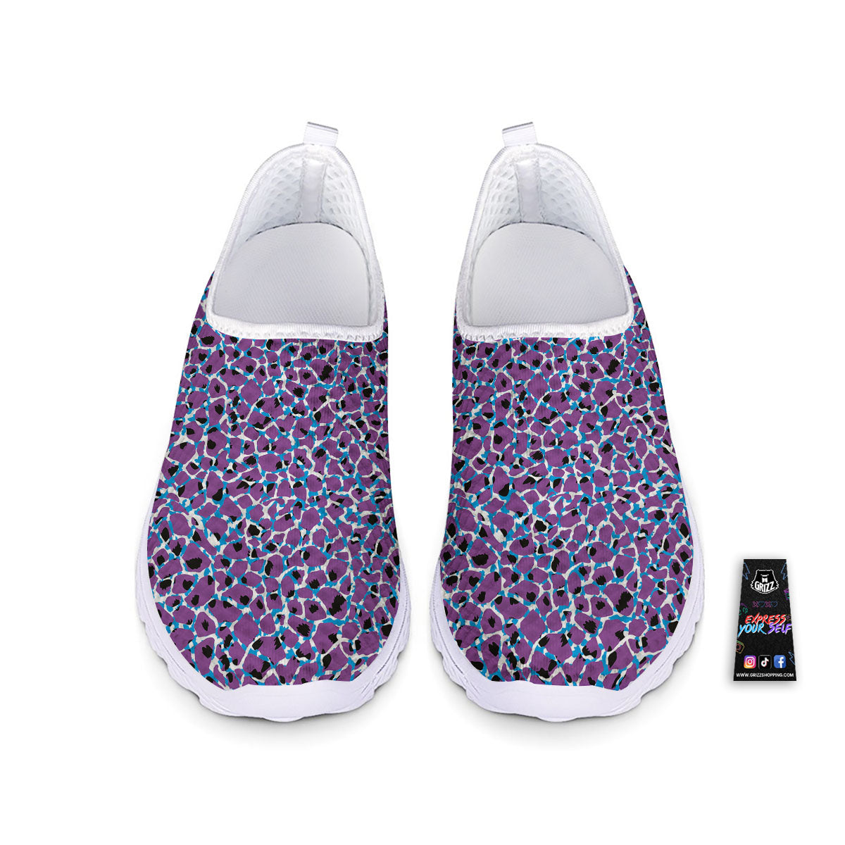 Giraffe Teal And Purple Print Pattern Nurse Shoes-grizzshop
