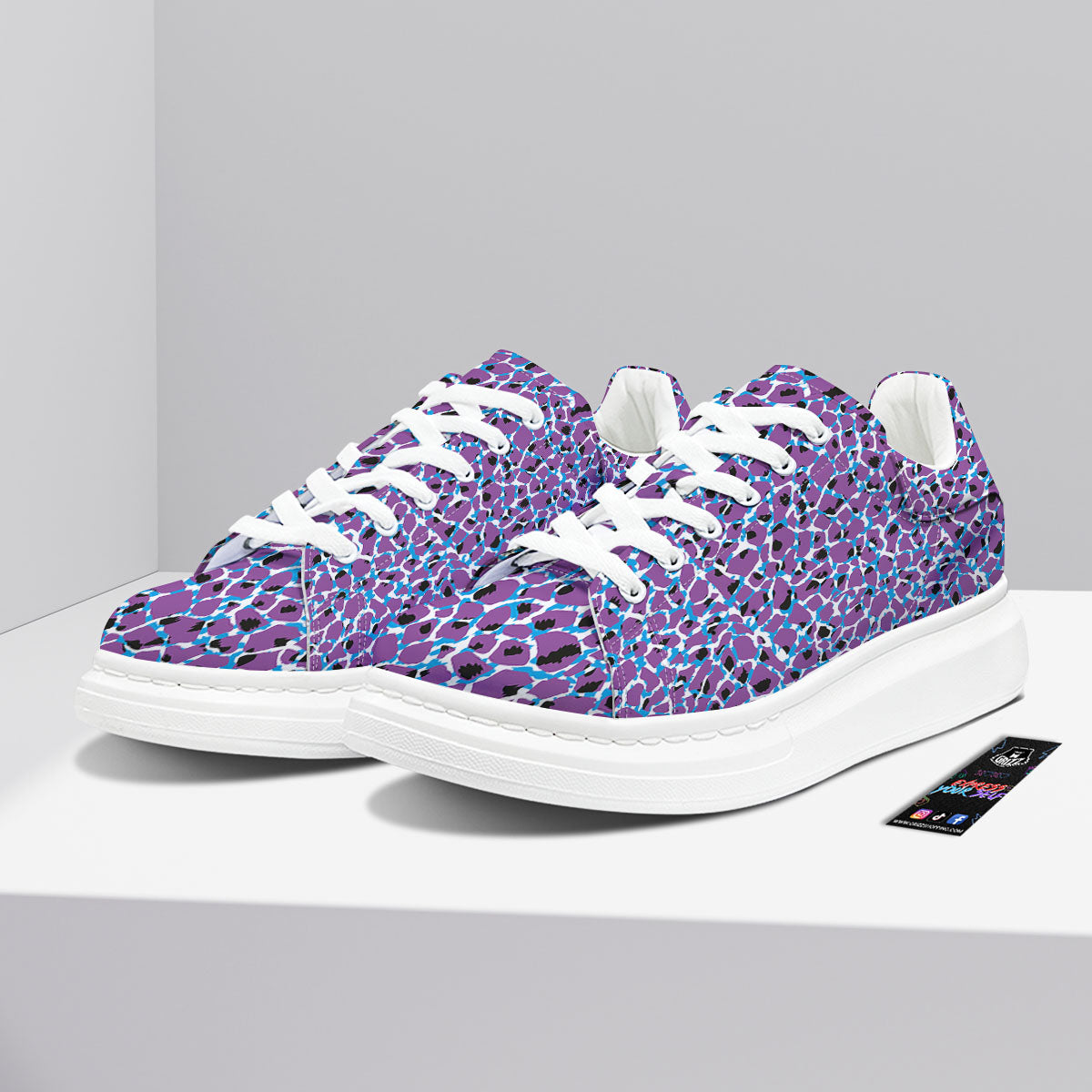 Giraffe Teal And Purple Print Pattern Platform Shoes-grizzshop