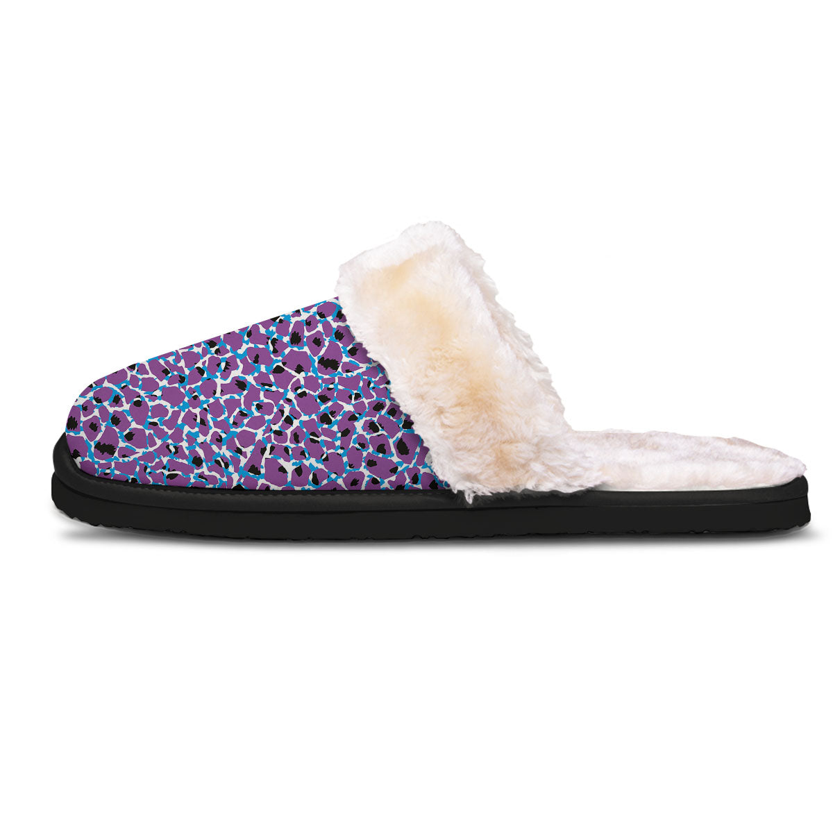 Giraffe Teal And Purple Print Pattern Slippers-grizzshop
