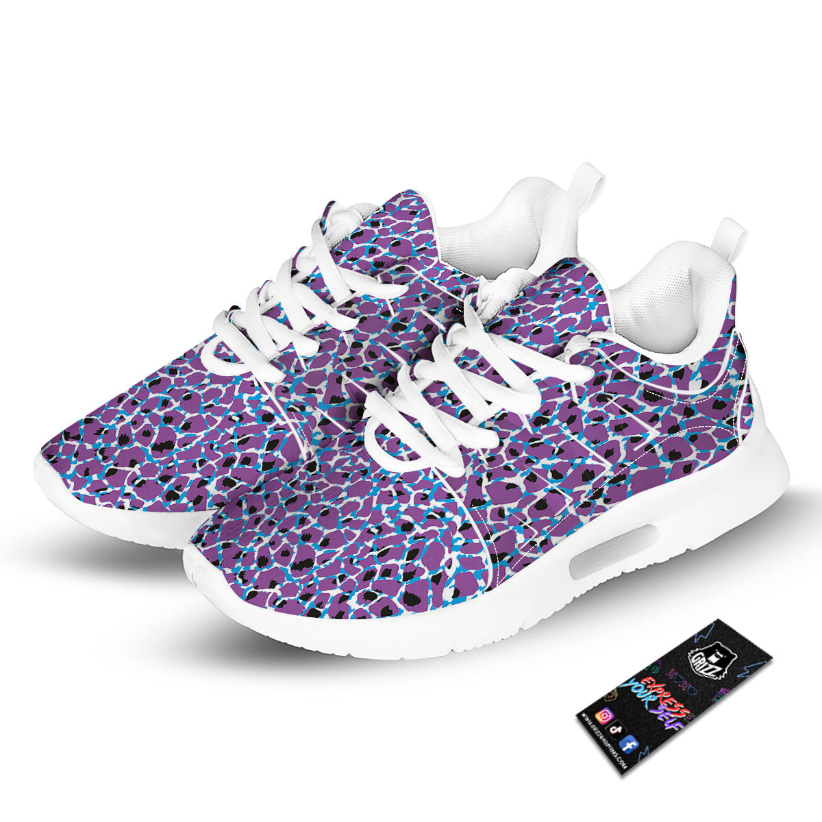Giraffe Teal And Purple Print Pattern Tennis Shoes-grizzshop