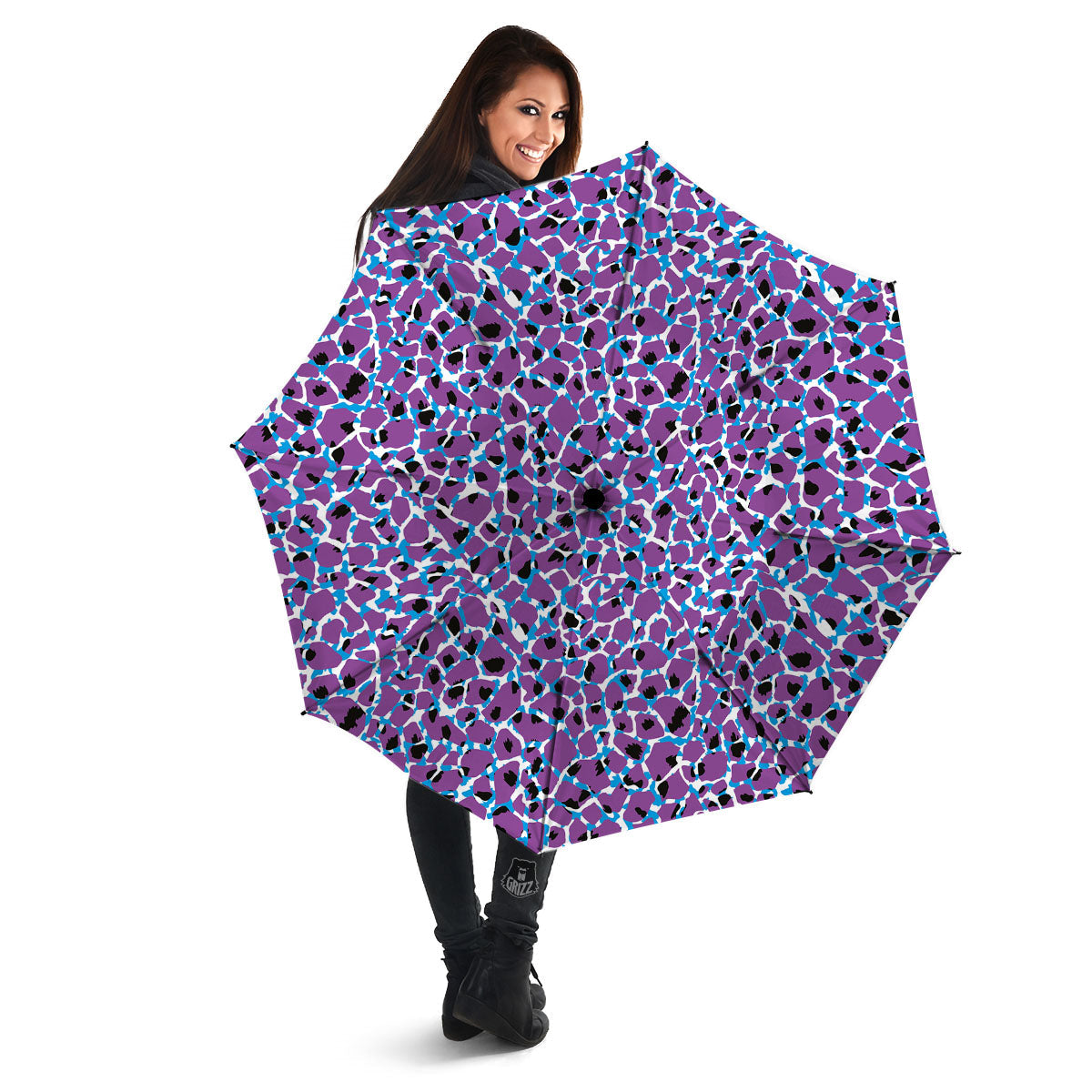 Giraffe Teal And Purple Print Pattern Umbrella-grizzshop