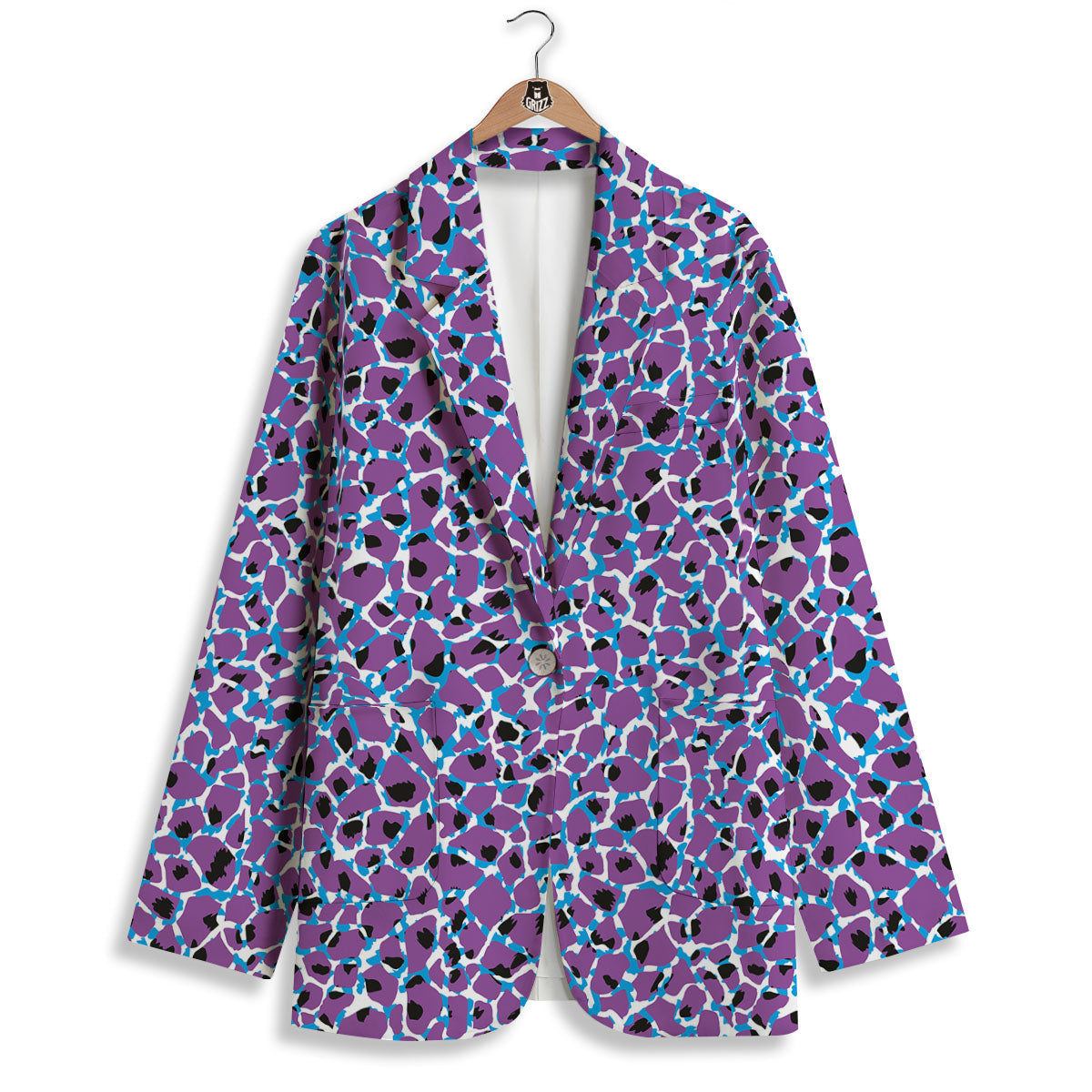 Giraffe Teal And Purple Print Pattern Women's Blazer-grizzshop