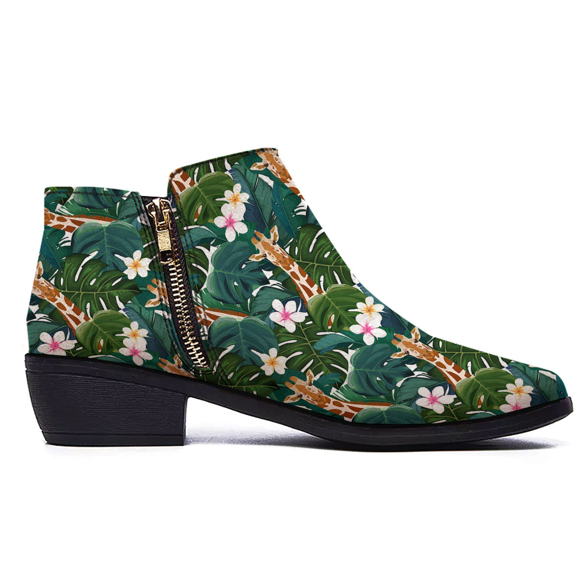 Giraffe Tropical Print Pattern Ankle Boots-grizzshop