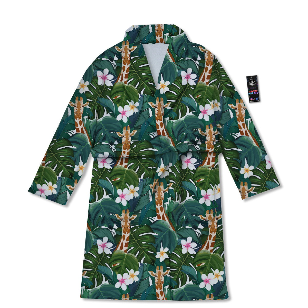 Giraffe Tropical Print Pattern Bathrobe-grizzshop