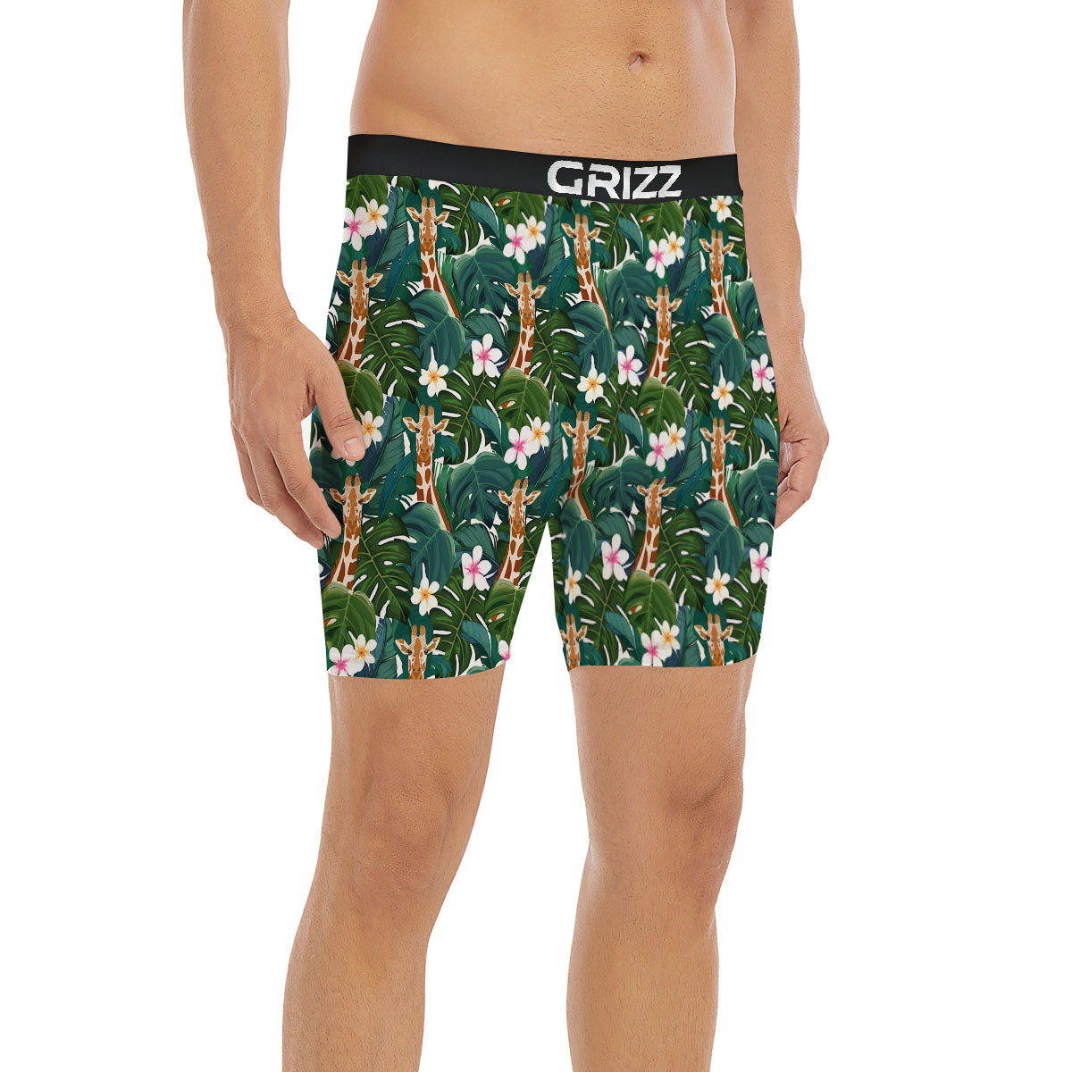 Giraffe Tropical Print Pattern Boxer Briefs-grizzshop