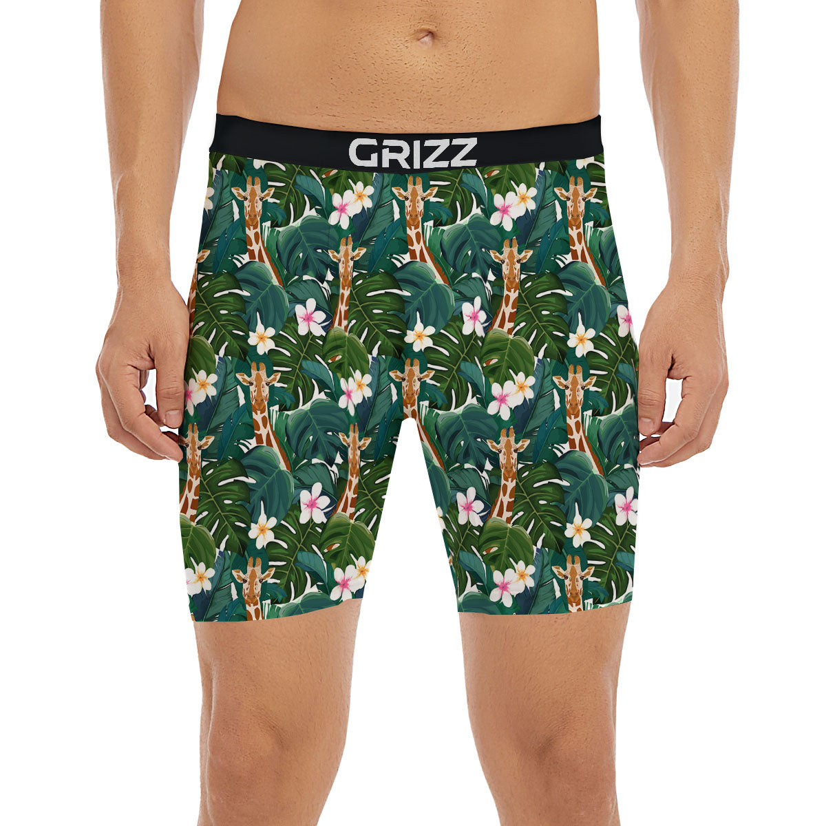 Giraffe Tropical Print Pattern Boxer Briefs-grizzshop