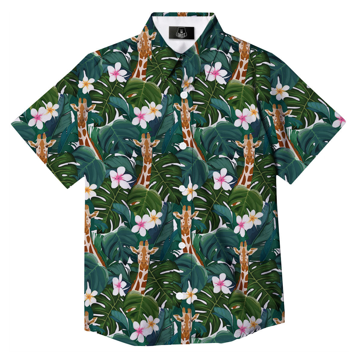 Giraffe Tropical Print Pattern Button Up Shirt-grizzshop