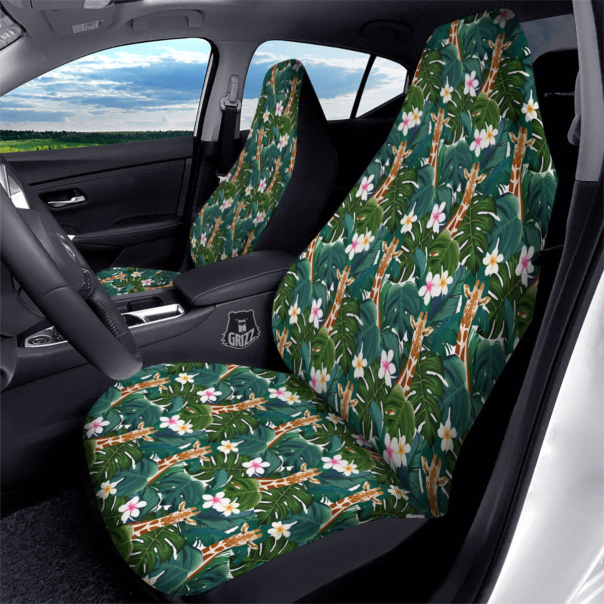 Giraffe Tropical Print Pattern Car Seat Covers-grizzshop