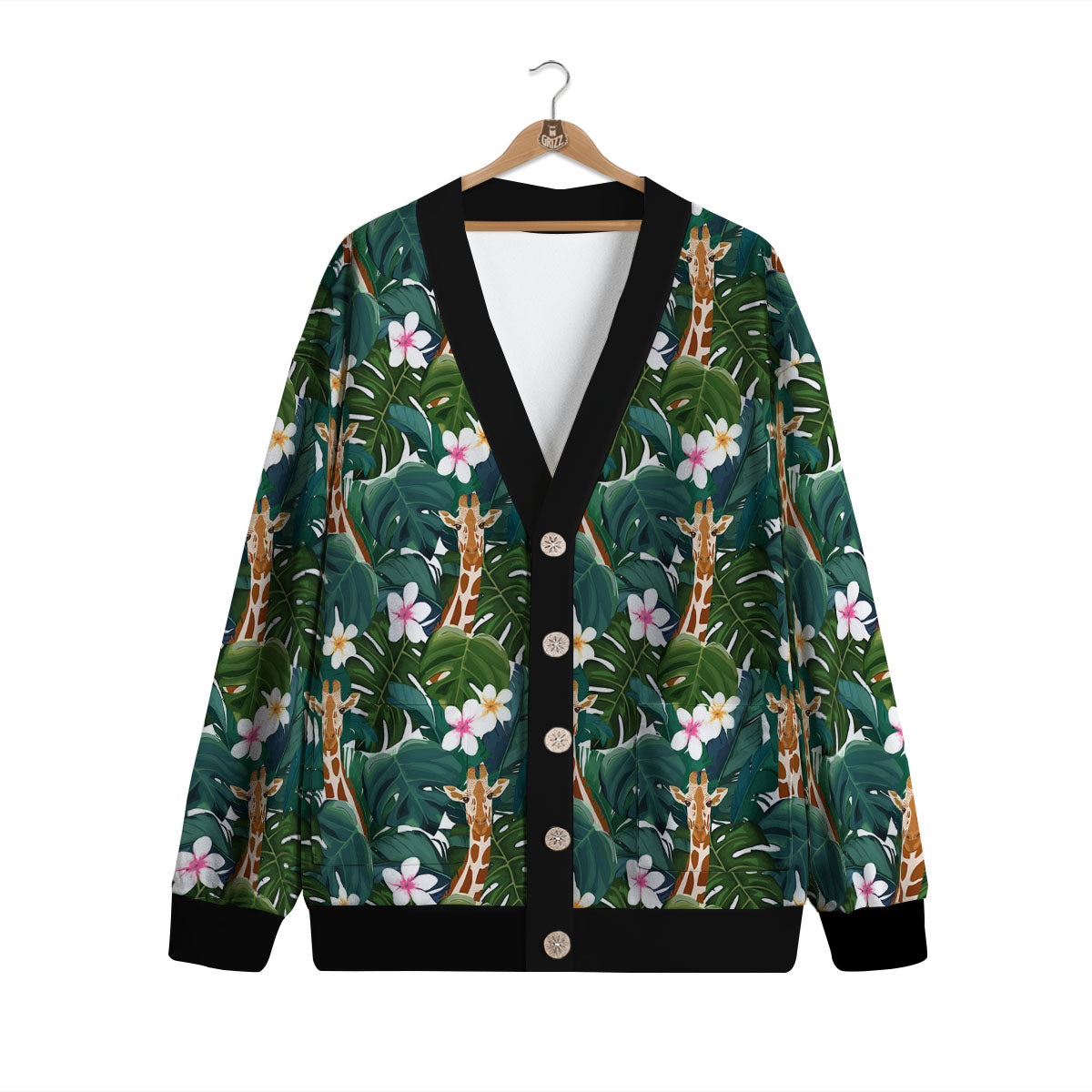 Giraffe Tropical Print Pattern Cardigan-grizzshop