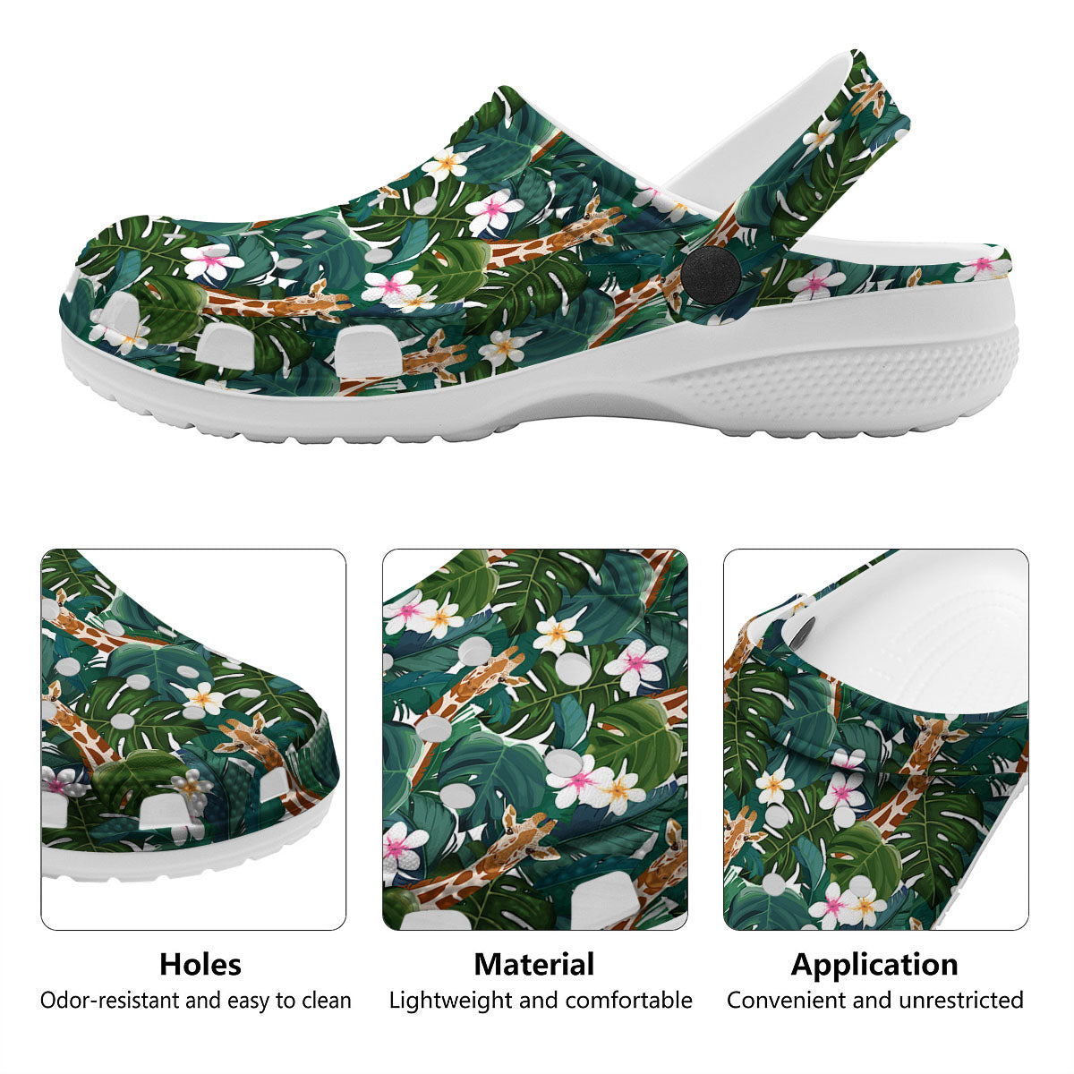 Giraffe Tropical Print Pattern Clog-grizzshop
