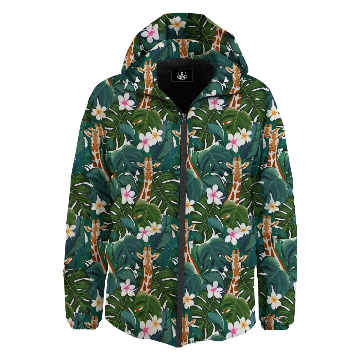 Giraffe Tropical Print Pattern Down Jacket-grizzshop