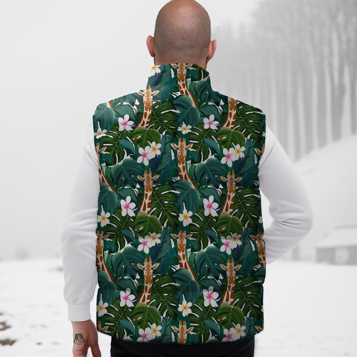 Giraffe Tropical Print Pattern Down Vest