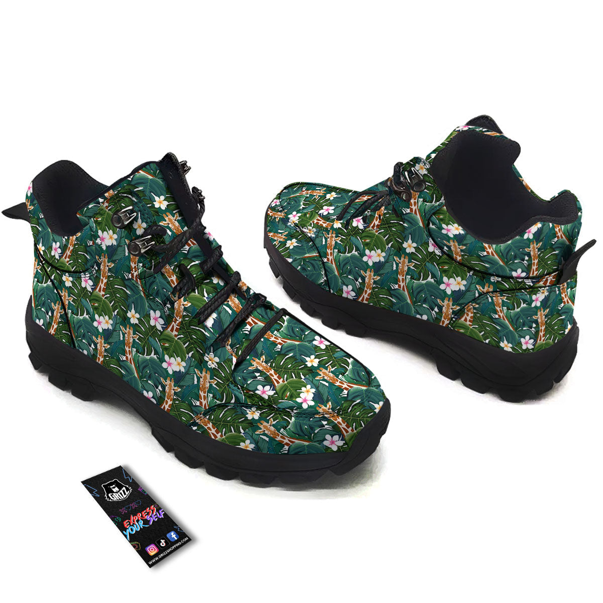 Giraffe Tropical Print Pattern Hiking Shoes-grizzshop