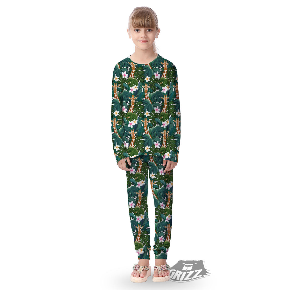 Giraffe Tropical Print Pattern Kid's Pajamas-grizzshop